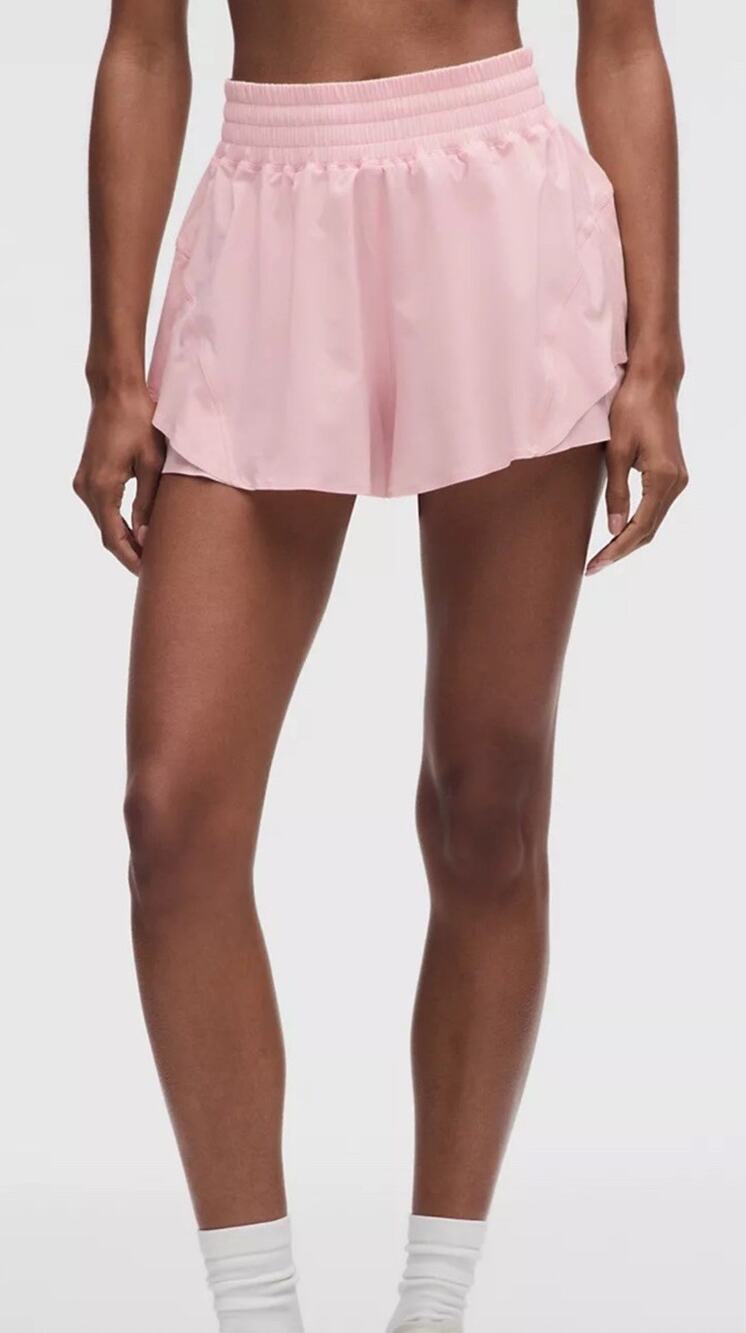 Lululemon Shake It Out High Rise Running Shorts Pink Pearl Medium Lined 2.5”